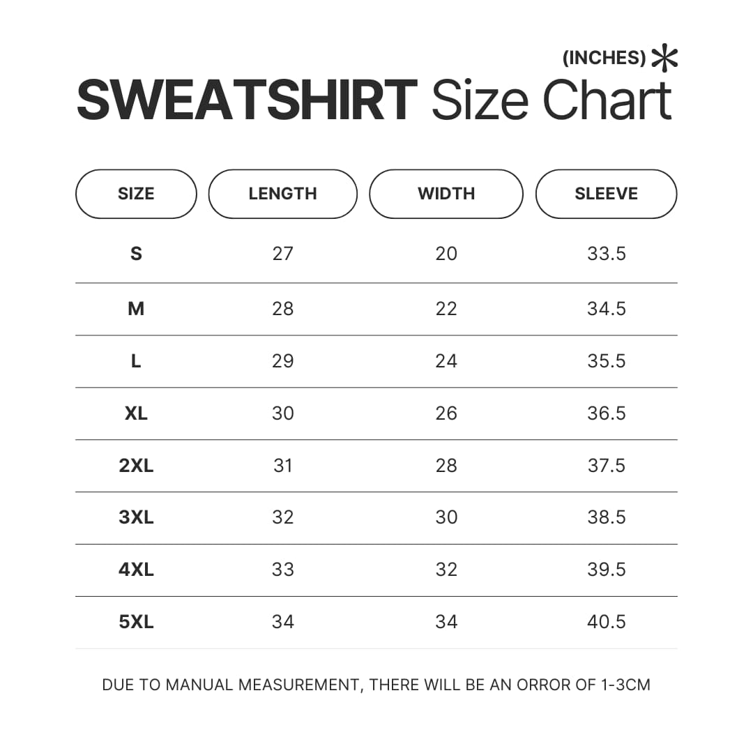 Sweatshirt Size Chart - Heaven Officials Blessing Store